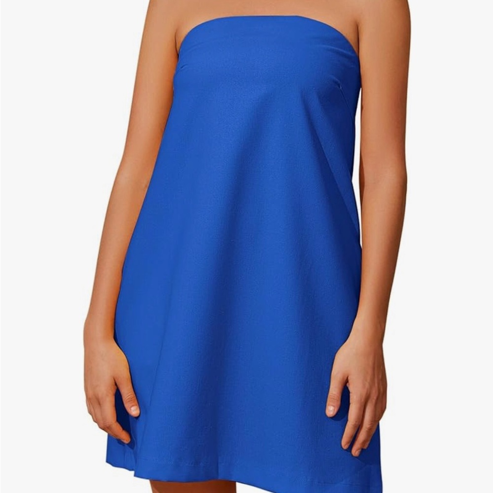 Dress Strapless Summer Tube, Backless Smocked Cut With Pockets Size Small